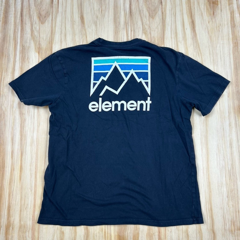 Element T Shirt Men M Black Graphic Logo Surf Skate Short Sleeve‎ Double Sided